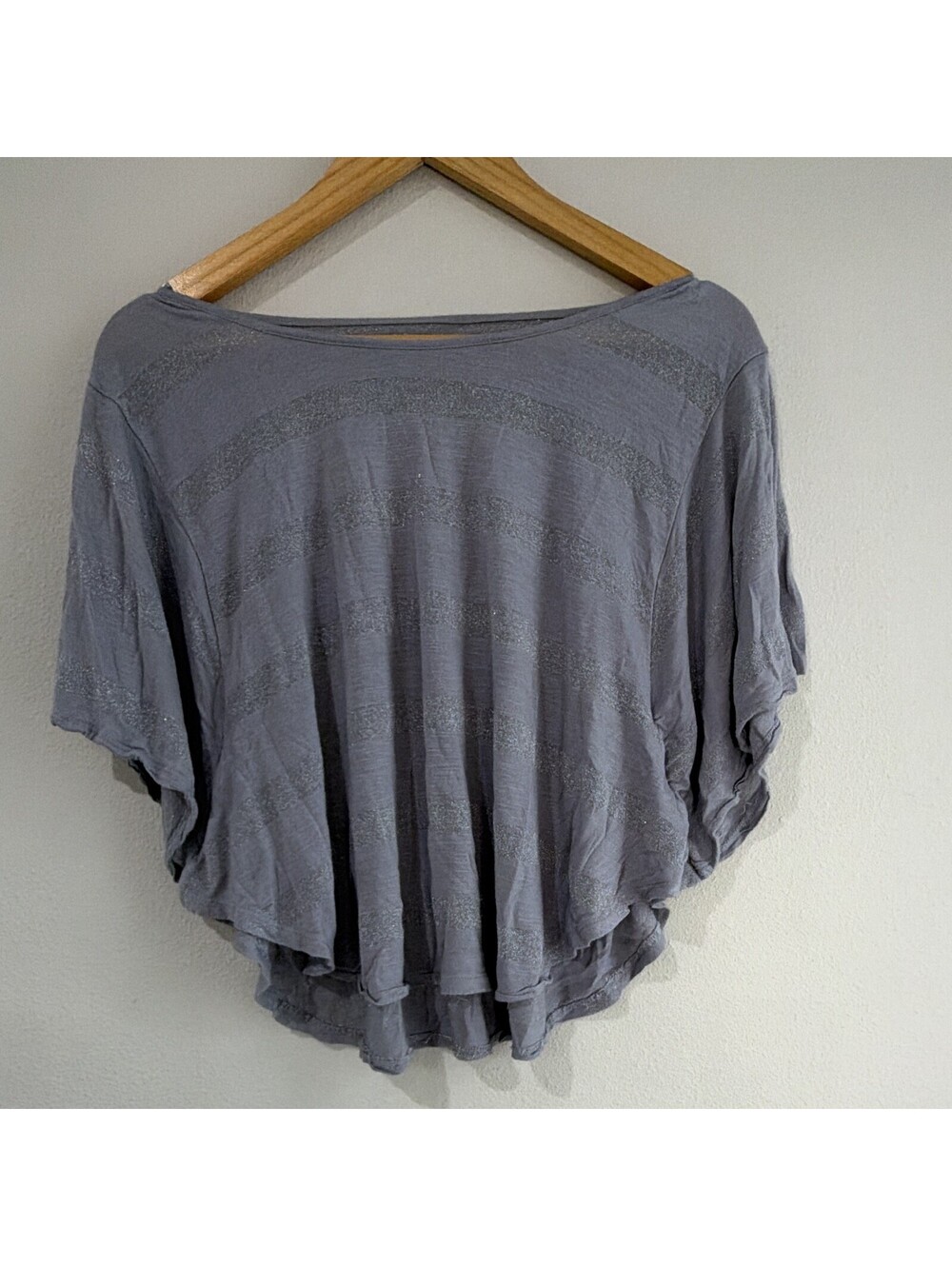 Vintage Y2K Express Short Sleeve Gray Silver Glitter T-Shirt Women’s Size XS